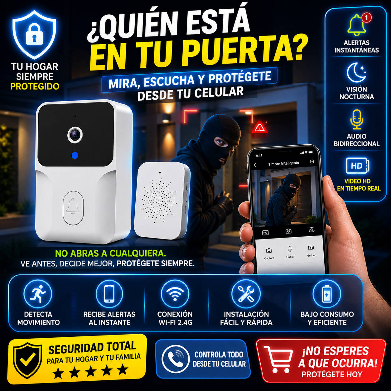 Timbre Inteligente Inalámbrico Con Cámar