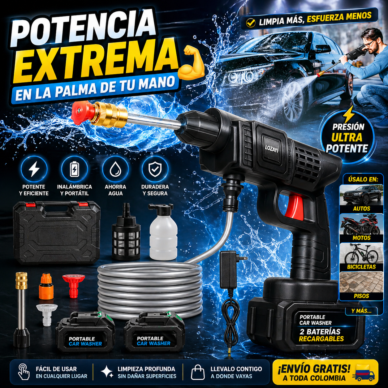 Hidrolavadora a Presion Recargable 2 Bat